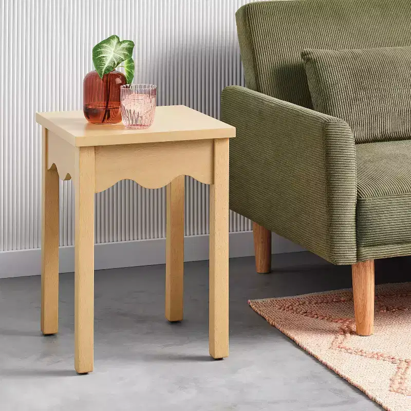 Wavy Scallop End Table - White