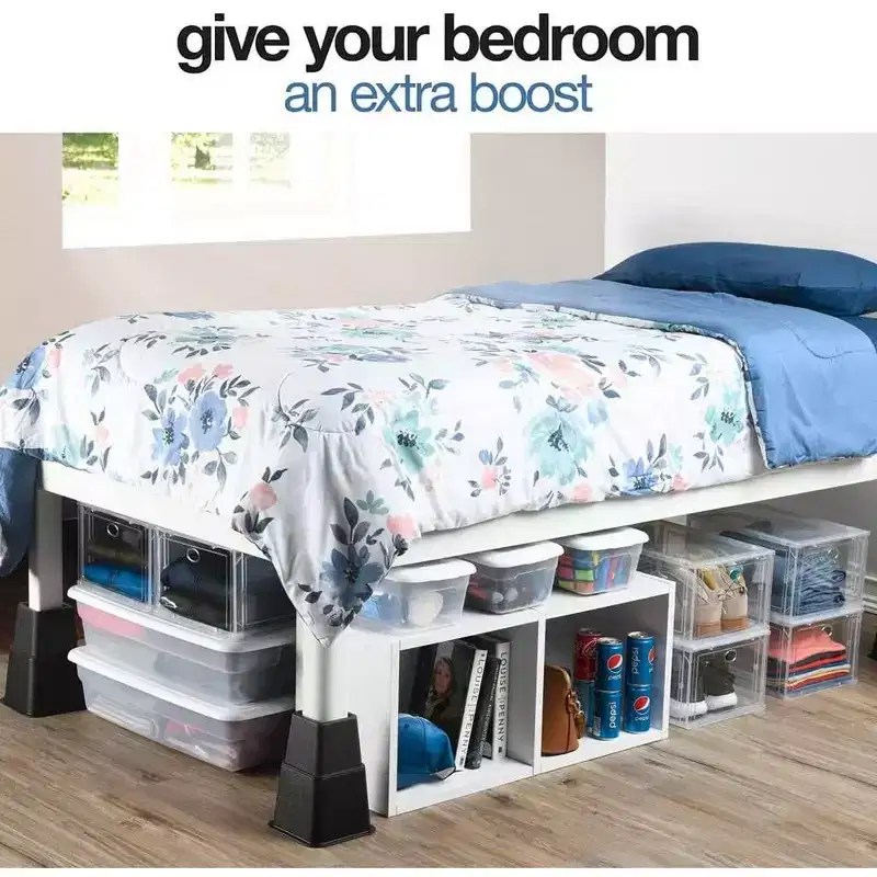 Adjustable Bed Risers - Heavy Duty Furniture Riser in Heights of 8, 5, or 3 Inches for Table risers, Bed Frame Risers in Black