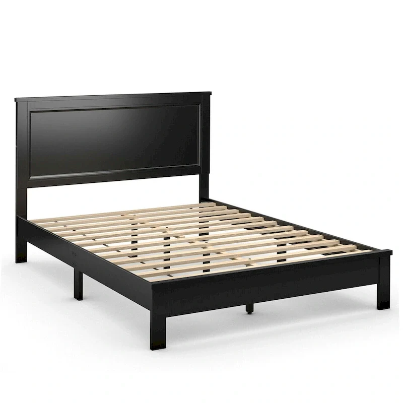 Black/Brown/Walnut Twin/Full/Queen Platform Bed Frame with High Headboard, 1-2 Person