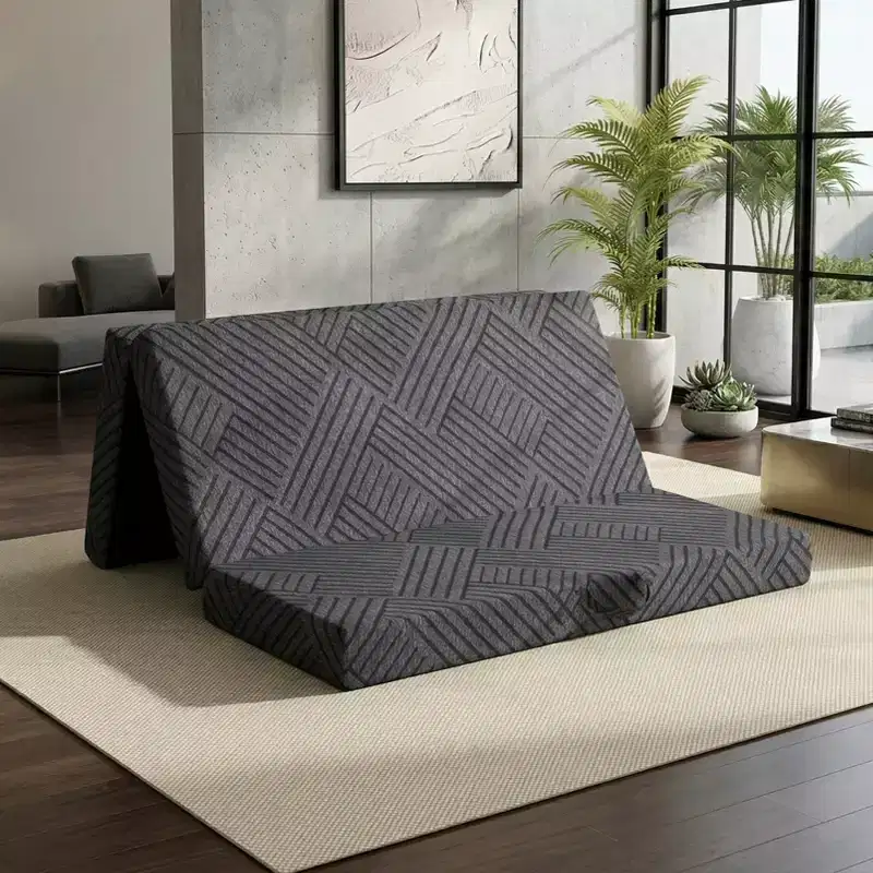 6 Inch Tri-Fold Memory Foam Mattress with Washable Cover/Storage Bag/Handle, Grey Foldable Mattress for Guest Bed/Dorm/Camping