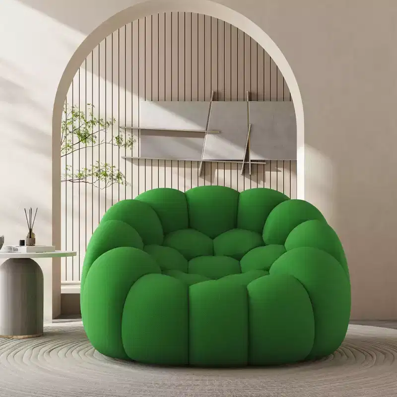 47-Inch Bubble Floor Sofa with Curved Design, 3D Bean Bag Chair for Living Room, Green