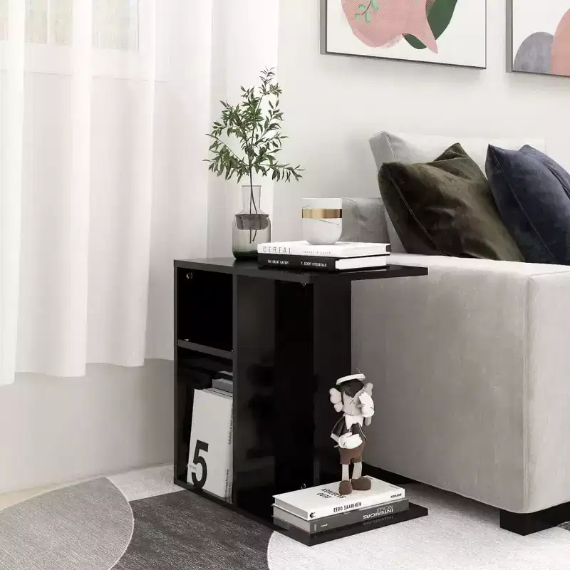 Clihome Modern Rectangular Design Artisan Oak Side Table, with 2 Shelves for Versatile Use