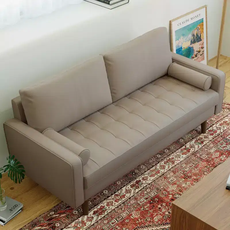 Tree City- 70 Faux Leather Loveseat Sofa, Mid-Century Modern 3-Seater Couch for Small Spaces, Apartment Living Room