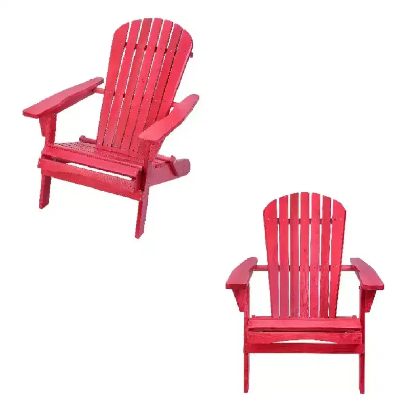 Grand Collection Folding Large Size Adirondack Chair Pine Wood, Red