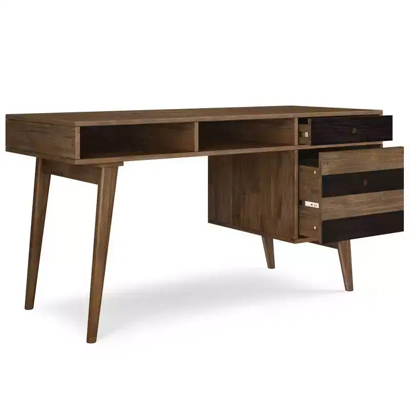 Desk with Side Drawers & File Storage, Mid-Century Modern