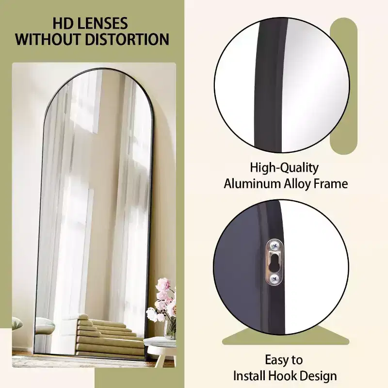 71x26 Full Length Mirror, Wall Mirrors Hanging or Leaning Arched-Top Full Body Mirror with Stand for Bedroom, Dressing Room