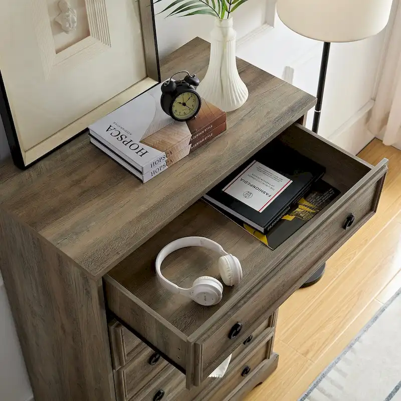 Modern 6 Drawer Cabinet Dresser Tall Chest of Drawers Closet