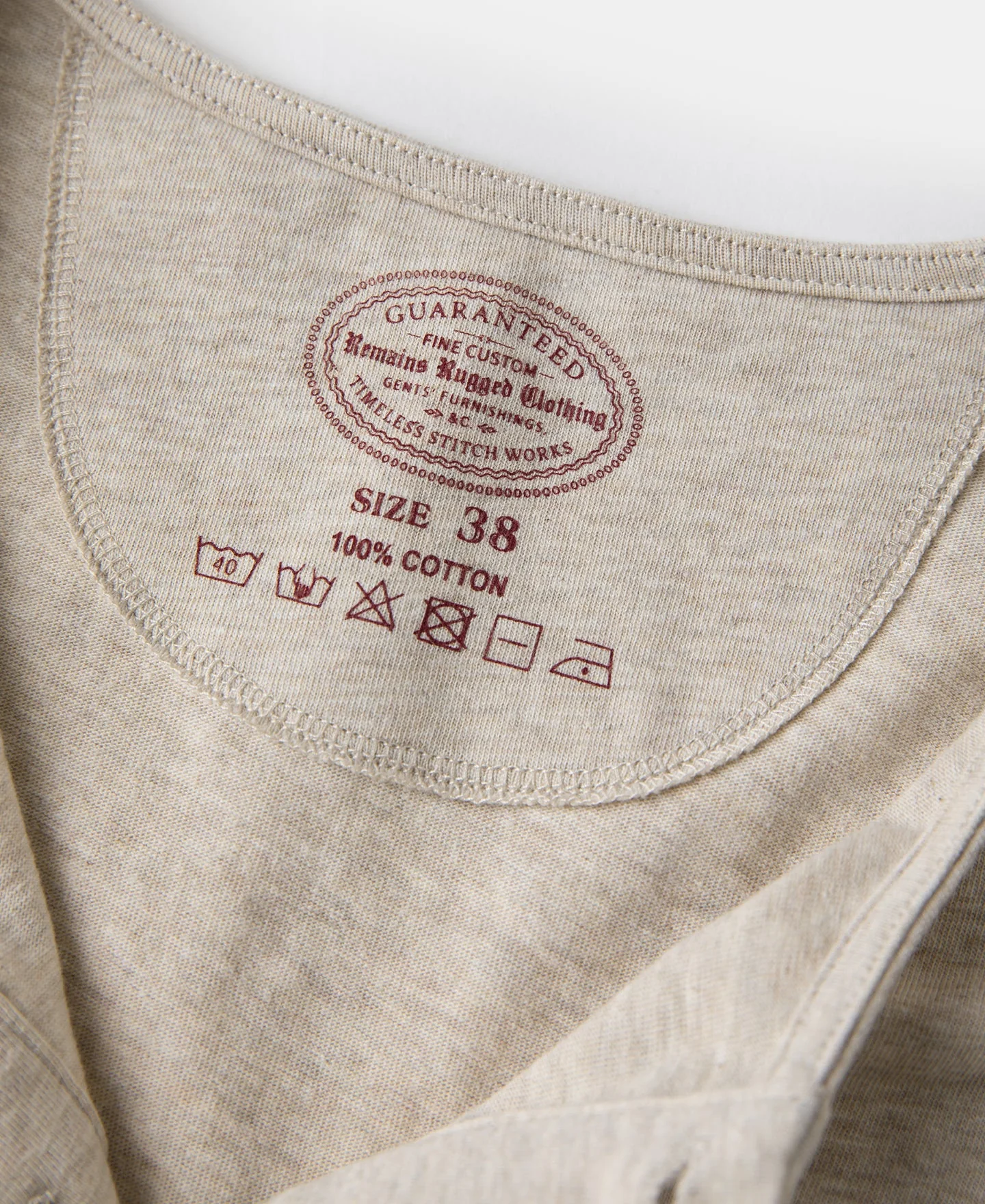 1940s Slub Cotton Henley Pocket T-Shirt - Oats