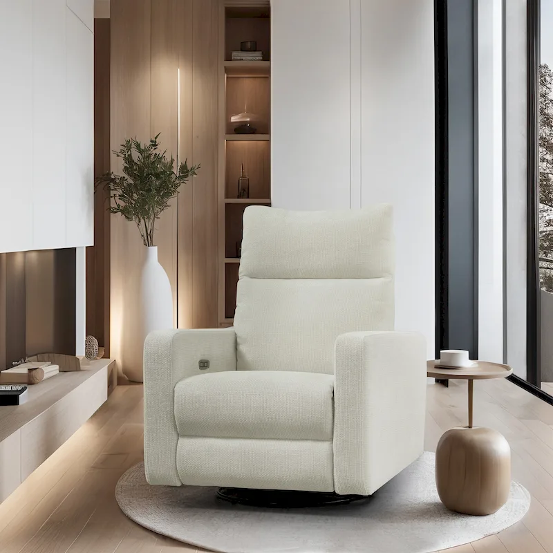 Power Swivel Glider Recliner – Beige / Light Grey / Black / Deep Blue / Dark Grey, USB Port, Single