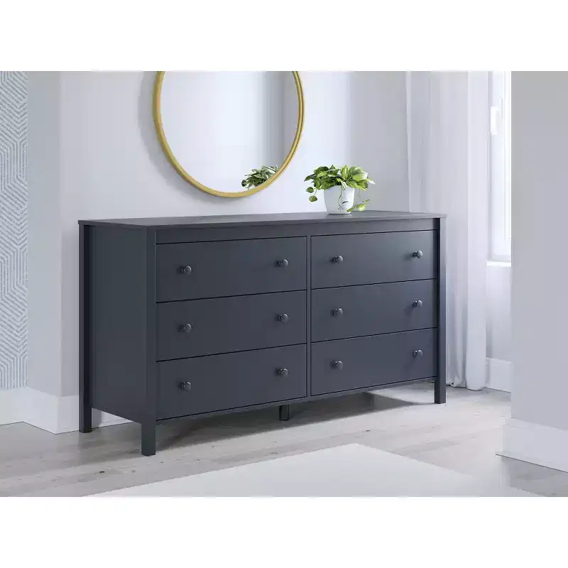 Signature Design by Ashley Simmenfort Six Drawer Dresser, Navy Blue