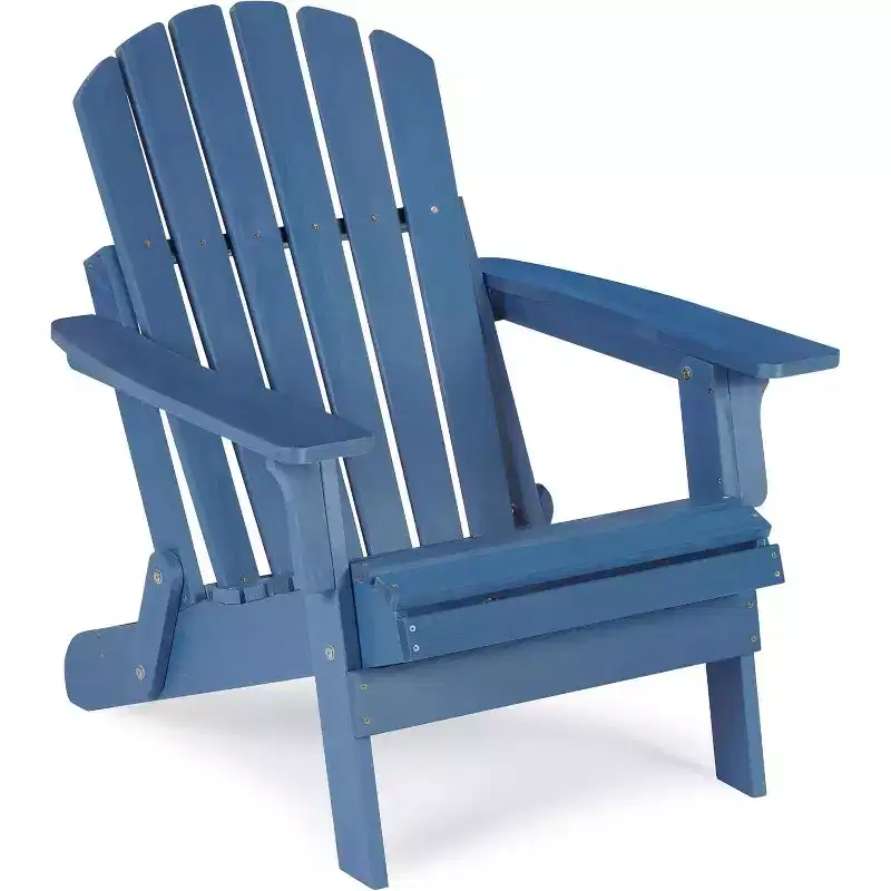 Okak Oversized Patio Folding Adirondack Chair Wooden Accent Chair for Porch,Garden&Backyard,Outdoor Lounge Chair,330lbs Max