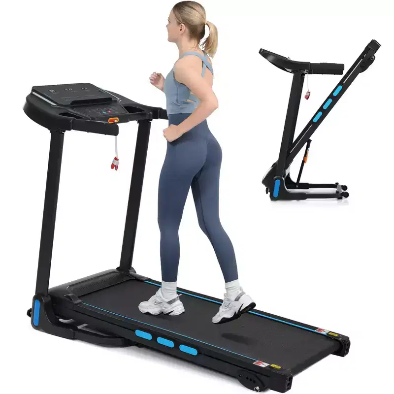 Okak 3.5HP Auto Foldable Treadmill with Incline and Hydraulic System, Treadmills for Home with Heart Rate Sensors and Bluetooth Speaker, Black