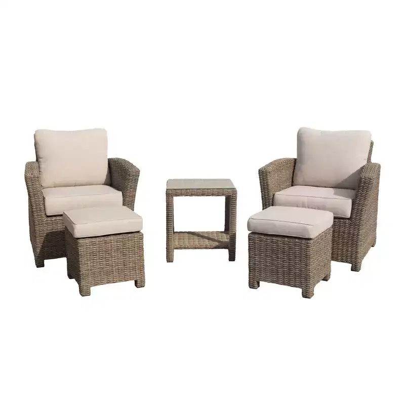 Courtyard Casual Capri 5 pc Relax Chat Set Includes: One End Table, Two Club Chairs and Two Ottomans