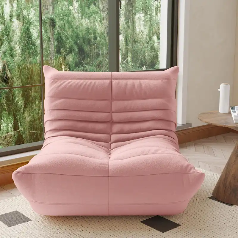 Fireside Chair Single Sofa Teddy Fabric Bean Bag Chair