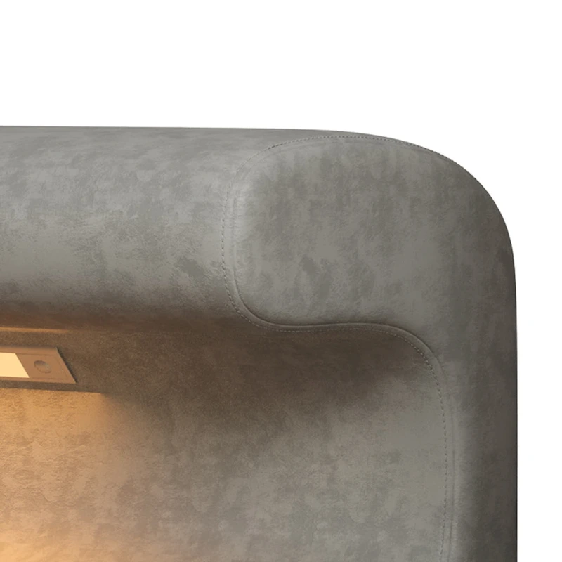 37W Entryway Bench Leather Upholstered Ottoman with LED