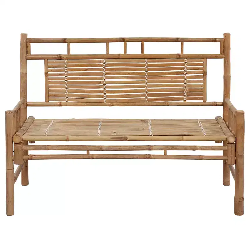 Garden Bench Light Blue Cushion, Natural Bamboo Bamboo 47.2 in