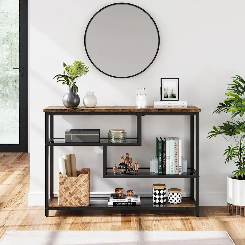 4-Tier Console Table with Storage Shelves