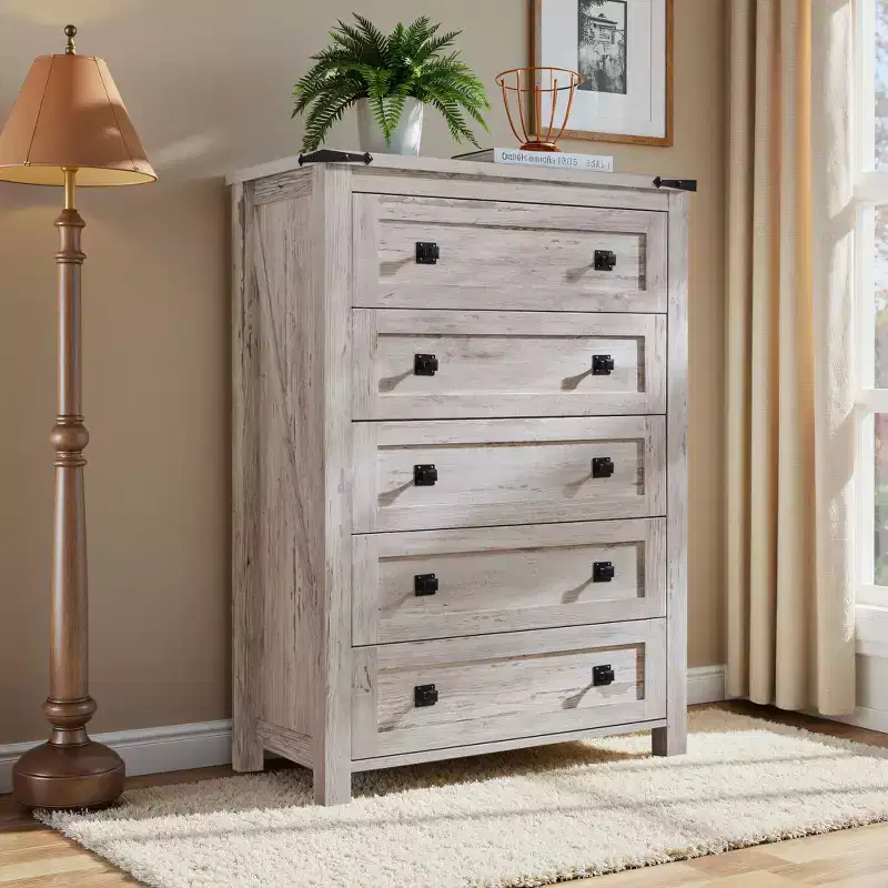 Dresser for Bedroom, Farmhouse Wood Rustic Wide Chest of Drawers, Storage Dressers Organizer for Bedroom, Living Room, Hallway
