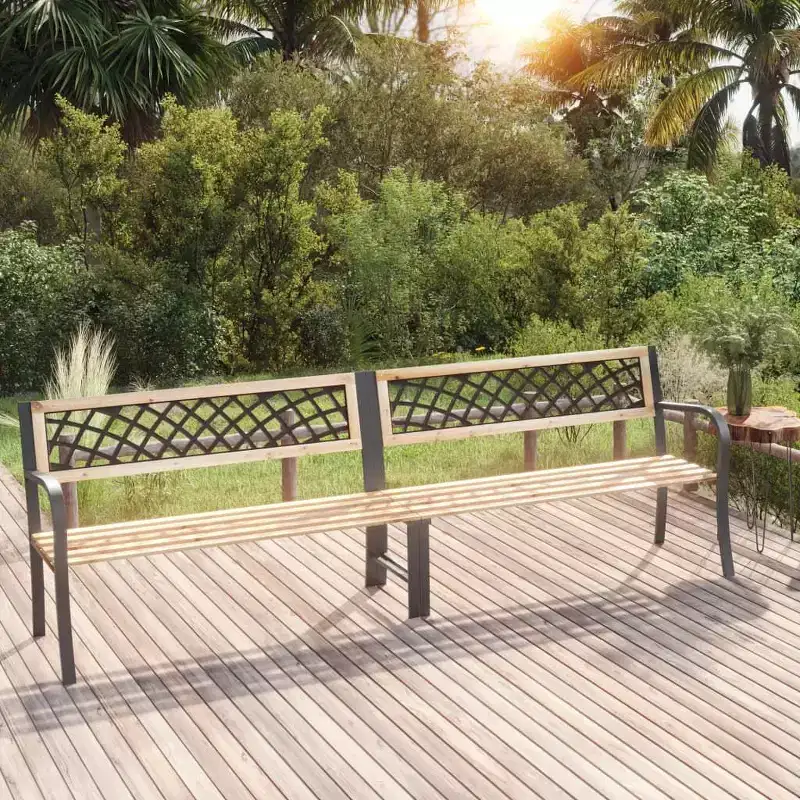 vidaXL Outdoor Patio Bench Outdoor Garden Bench with Backrest Armrests Wood - 93.7 x 22.8 x 30.3