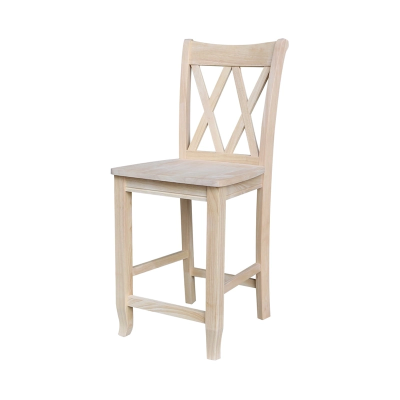 International Concepts Unfinished Double X-back Stool
