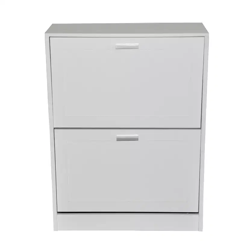 AndMakers 31 in. H x 24 in. W White Titanium Wood Shoe Storage Cabinet