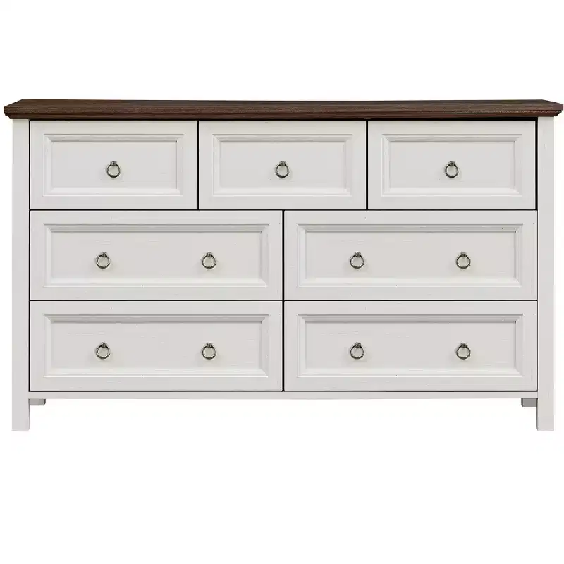 Farmhouse 7 Drawers Dresser for Bedroom, Wood Rustic Dresser Tv Stand, Storage Dressers Organizer for Bedroom, Living Room,Hallway