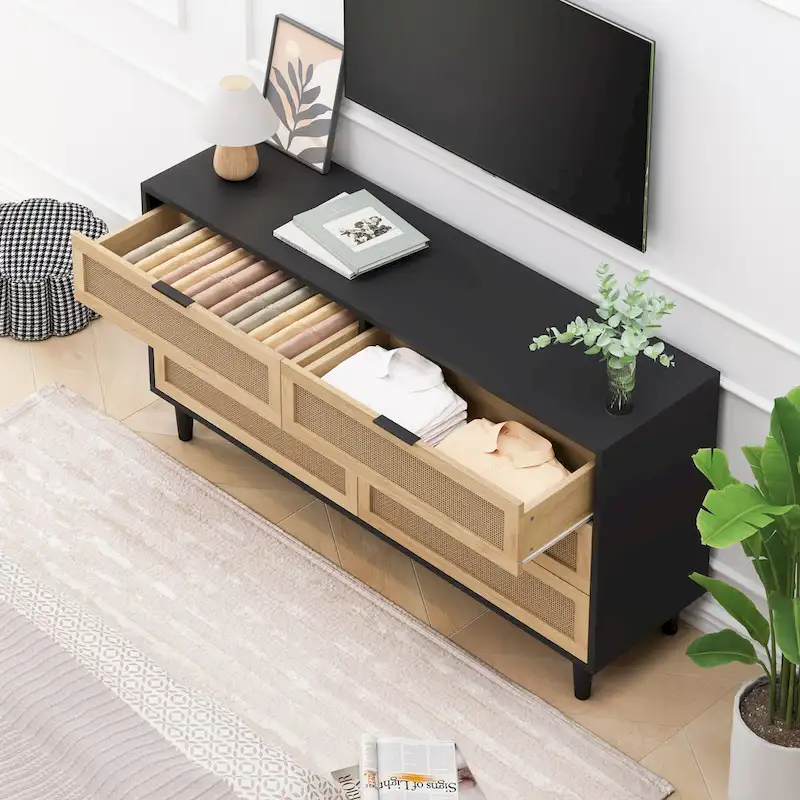 6-Drawer Rattan Storage Cabinet