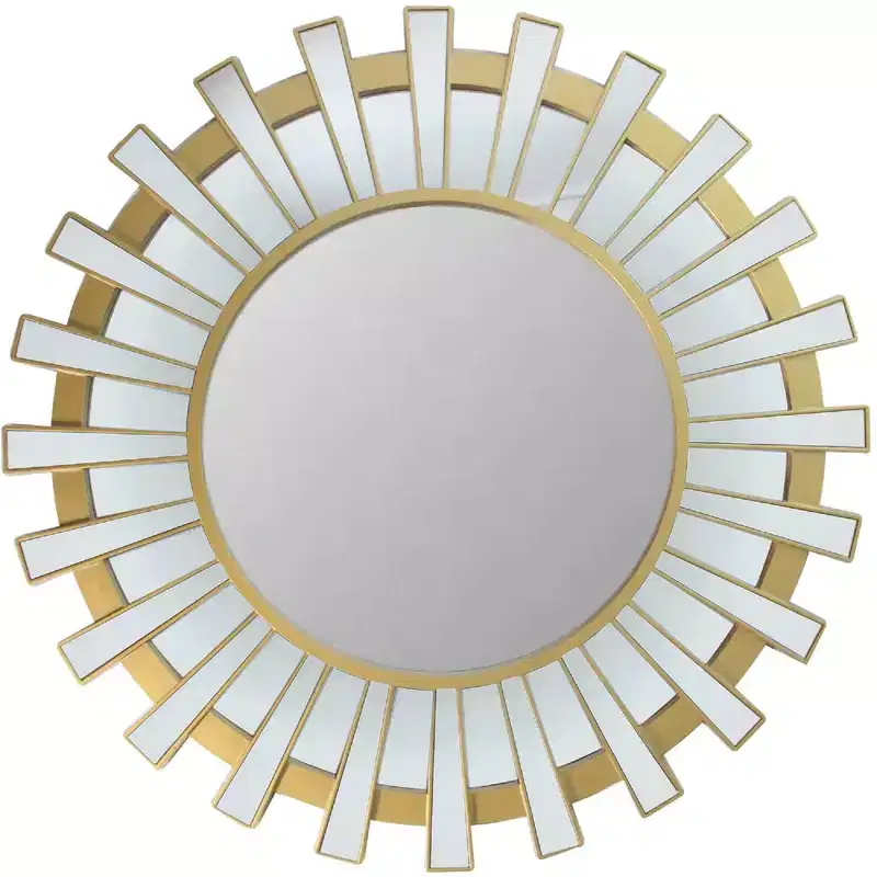 Northlight 25.5 Matte Gold and Clear Sunburst Round Mirror Wall Decor