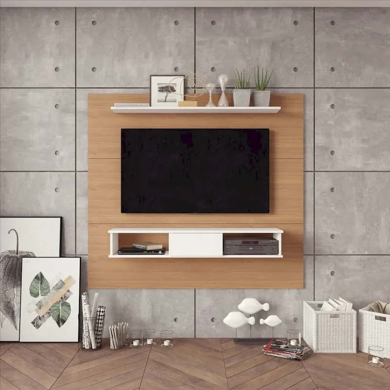 White / Sand / Dark Brown / Light Brown Wall-Mounted TV Stand, Single, Fits TVs up to 70