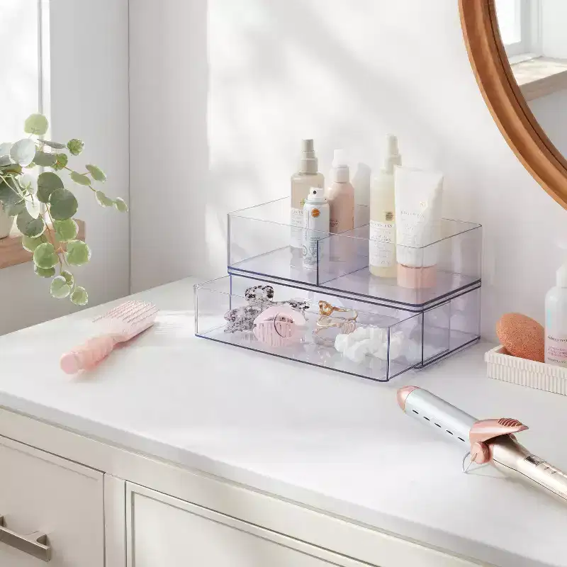 Clear Divided Bin with Drawer - Brightroom™