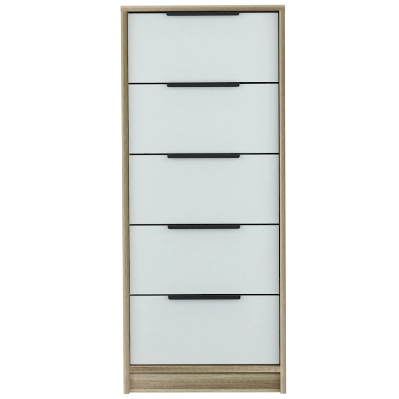Wood Modern 5 Drawer Dresser Chest with Metal Glides and Handles