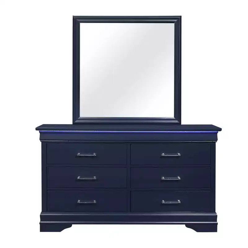 Blue Framed Mirror – Large Modern Bedroom Mirror with Traditional Design