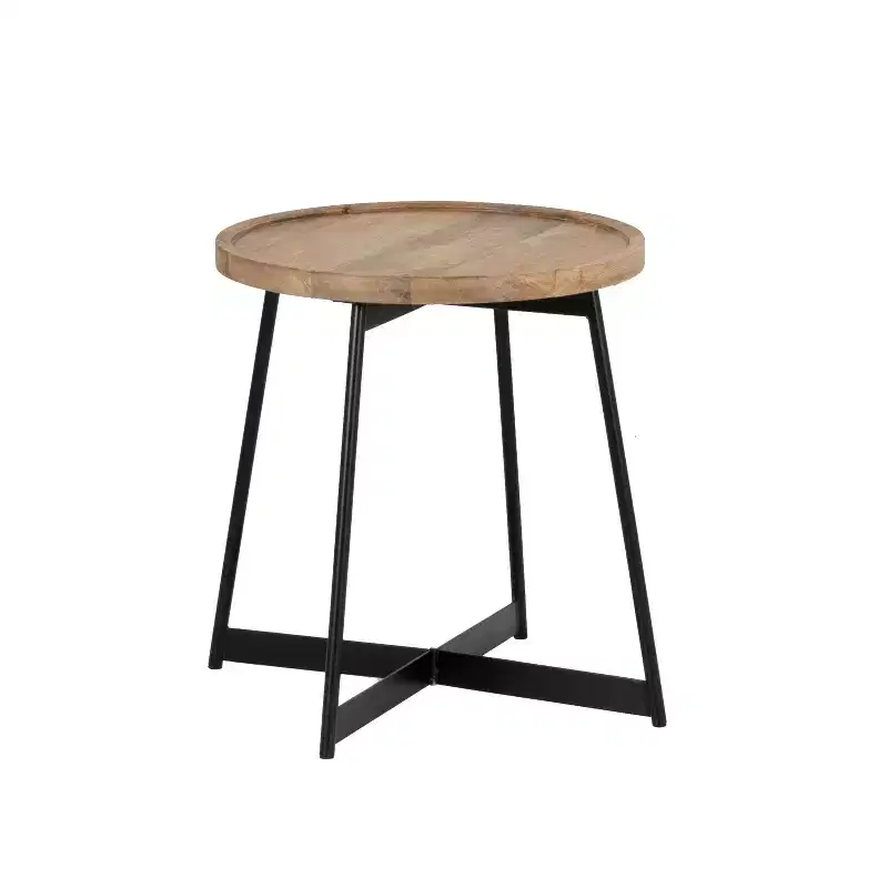 Tyrion Wood and Metal Side Table Natural