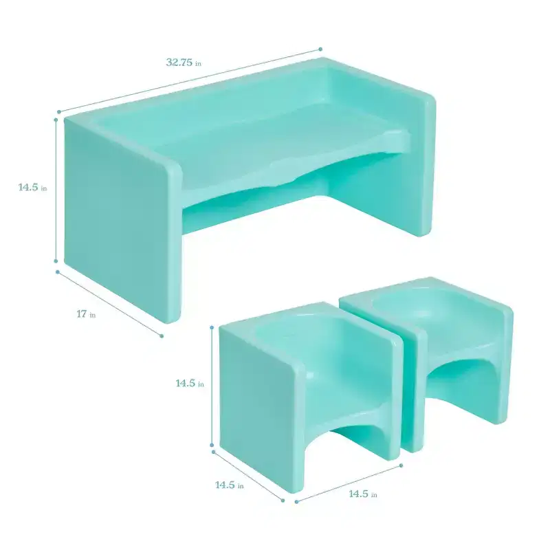ECR4Kids Tri-Me Table and Cube Chair Play Set, Multipurpose Furniture, 3-Piece