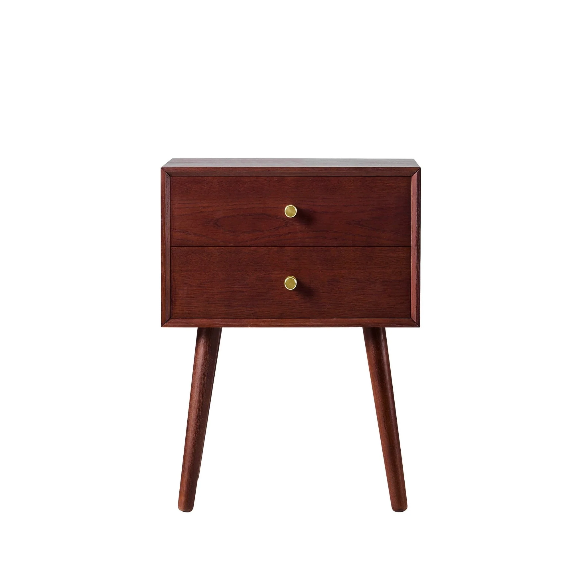 Oak 2 Drawer Bedside Table - Cherry Wood