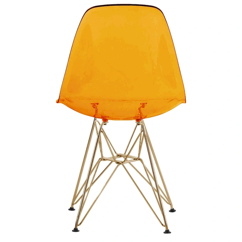 Cresco Plastic Dining Side Chair with Eiffel Base in Gold Set of 2 by LeisureMod