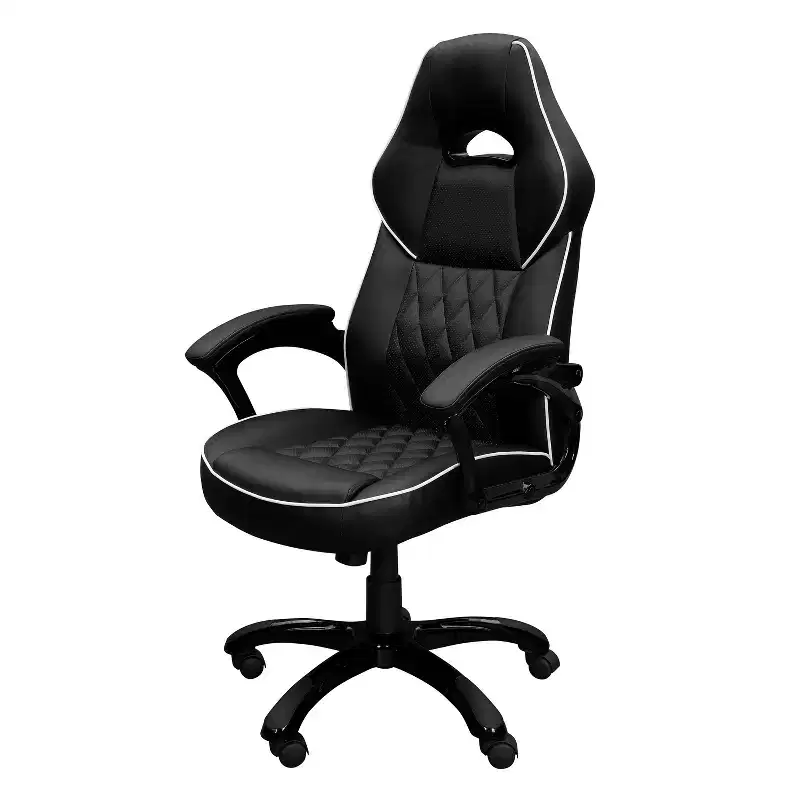 High-Back Gaming Chair with Padded Seat and Back, Executive Office Chair with Metal Base and Wheels, Desk Chair for Study, Reading Room, Black