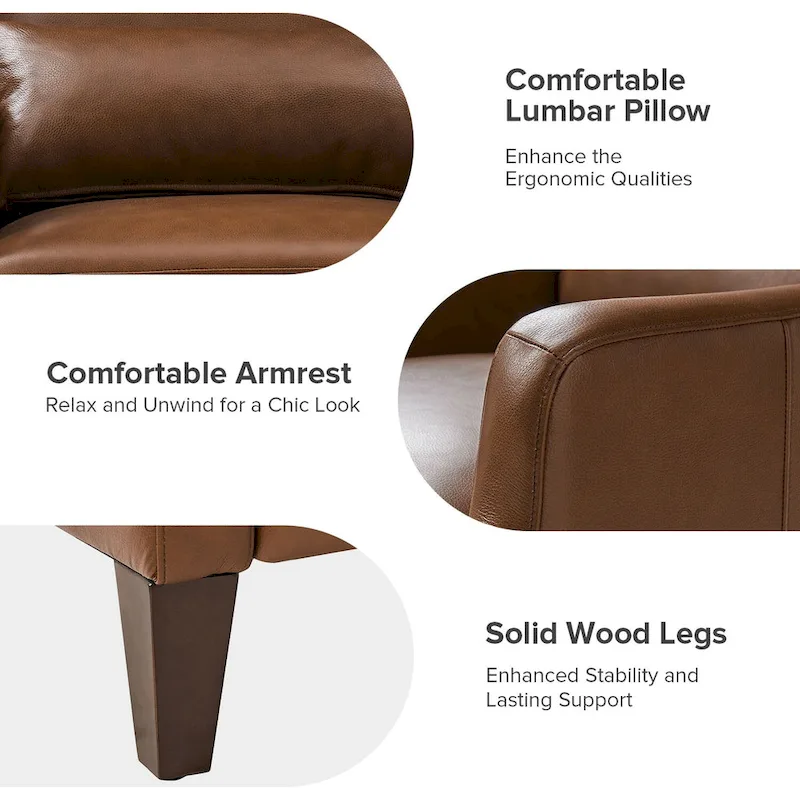 Erich Genuine Leather Wingback Armchair with Pillow by HULALA HOME