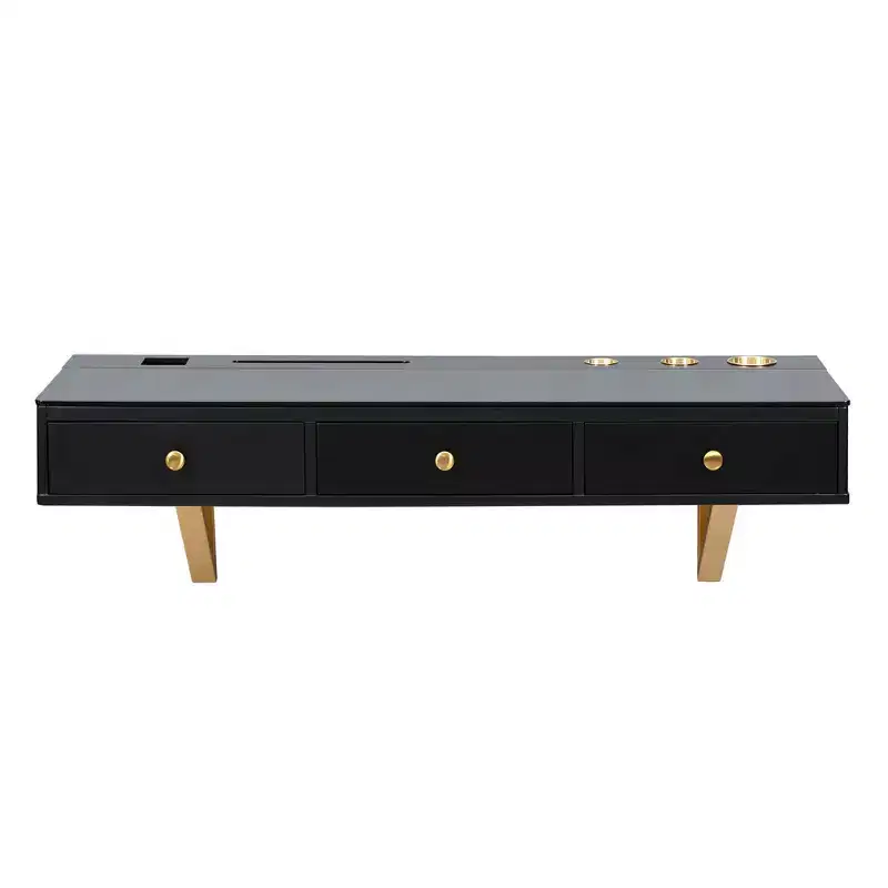 GO 47 Floating Shelf with Drawer, Multi-Purpose Wall-Mounted Vanity Table, Mounted Desk