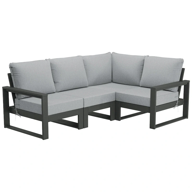 Polytrends Endless Patio 4-Piece Deep Seating Set with Gray Frame