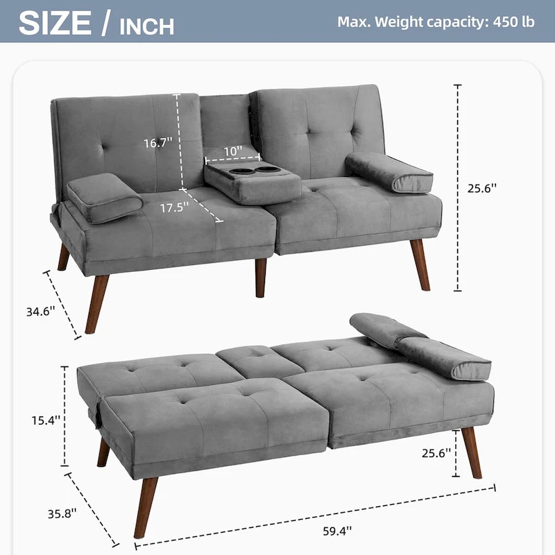 Futzca Futon Couch Sofa Bed, Small Sleeper Sofa Chair Loveseat