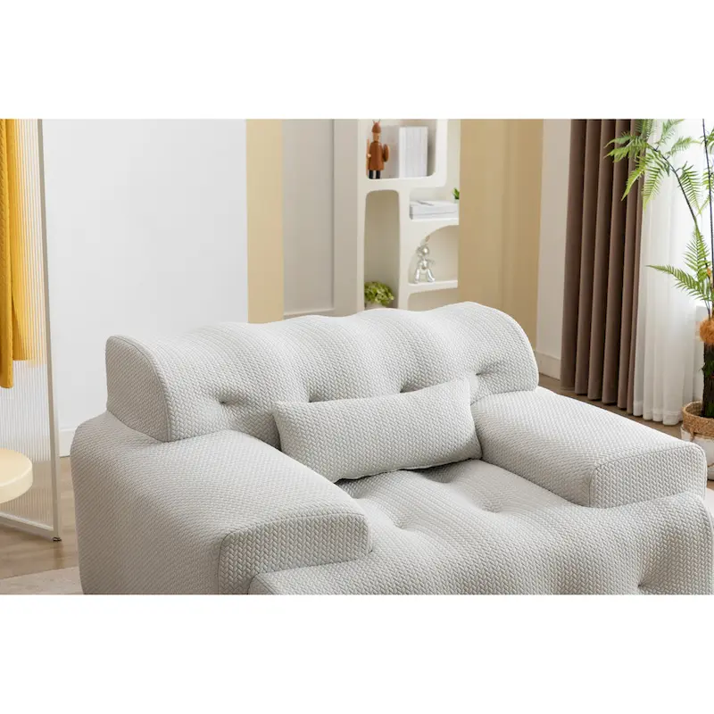 Beige Button-Tufted Accent Chair with High-Density Foam Cushion