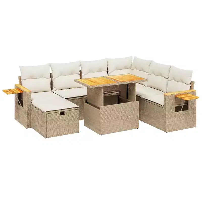 vidaXL 8 Piece Patio Sofa Set with Cushions Poly Rattan