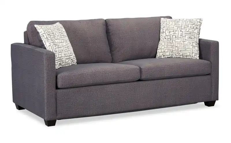 Made in Canada 76.5 Microsuede Queen-Size Sofa Bed with Memory Foam and Two Accent Pillows
