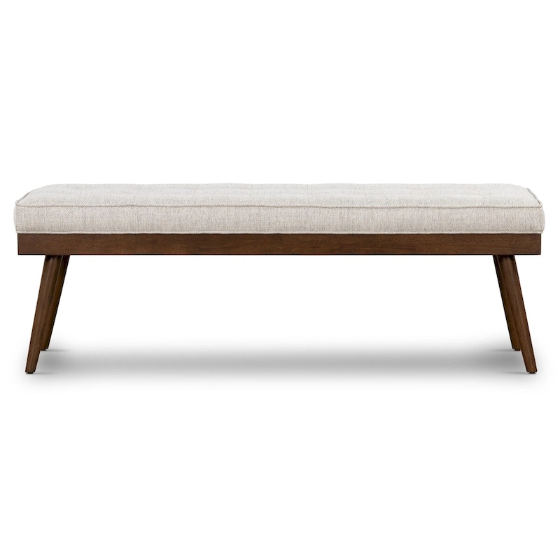 Poly & Bark Luca Fabric Bench - Tufted Seat with Solid Wood Legs