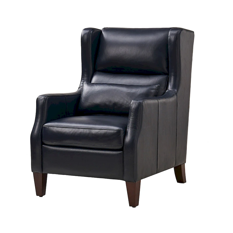 Erich Genuine Leather Wingback Armchair with Pillow by HULALA HOME
