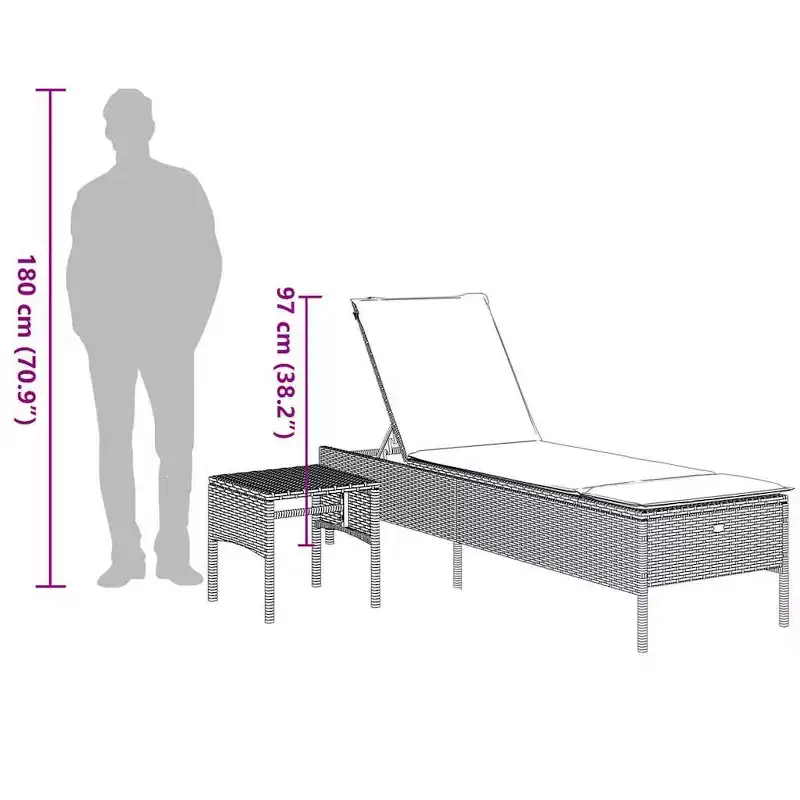 vidaXL Patio Sun Lounger PE rattan Single Multi-Position Backrest