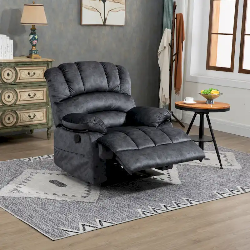 Oversized Manual Recliner Chair with Side Lever and Adjustable Backrest