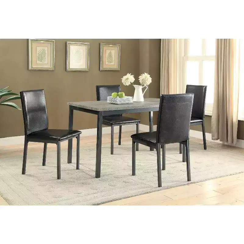 Simple Relax Set of 2 Faux Leather and Metal Side Chairs in Black