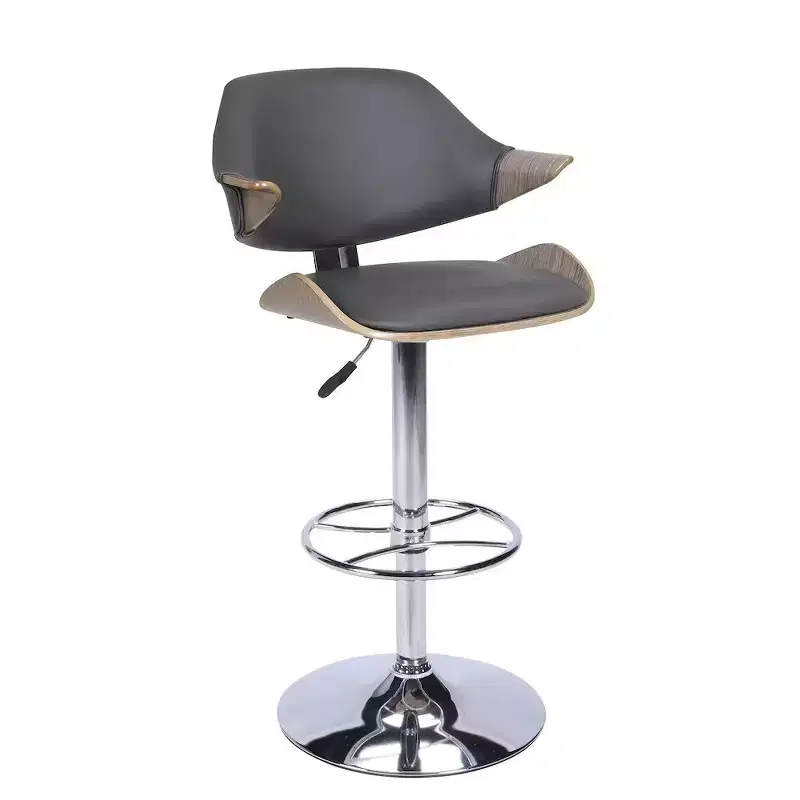 Curved Back Pneumatic Adjustable Bar Stool, Height-Adjustable Swivel Seat
